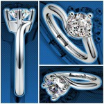 Swirl Style Solitaire Ring in Palladium