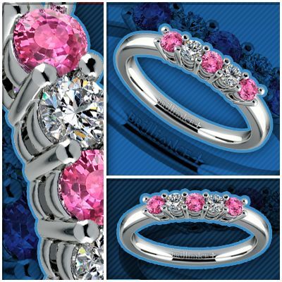 Pink Sapphire Wedding Ring in White Gold