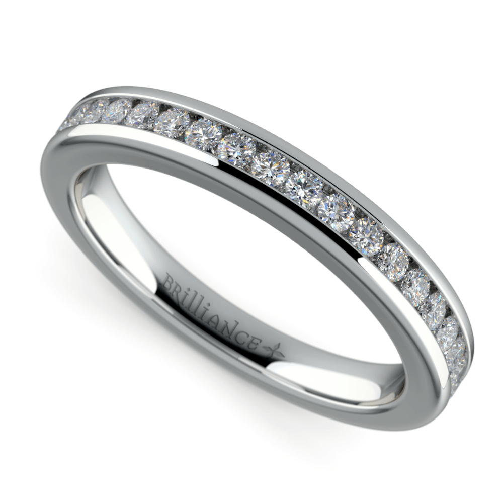 channel diamond wedding ring white gold