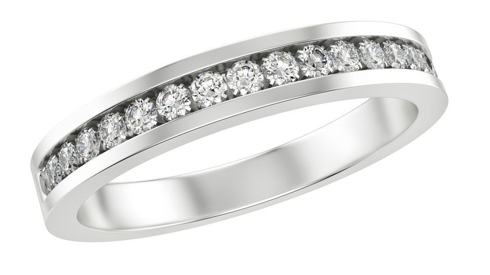 Channel Diamond Wedding Ring in White Gold