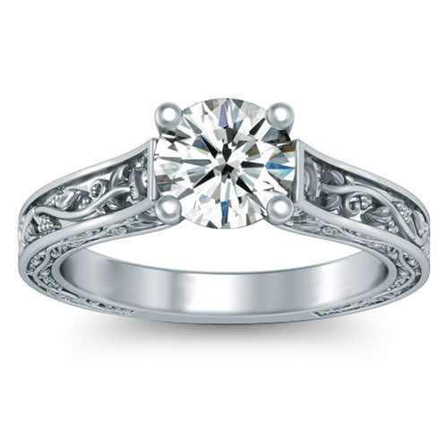 antique solitaire ring white gold zoom