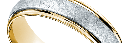 Two Toned Swirl Men's Wedding Ring in Platinum & Yellow Gold