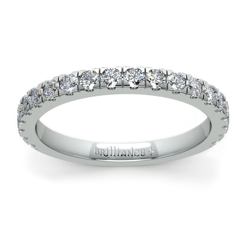 Petite Pave Diamond Wedding Ring in White Gold