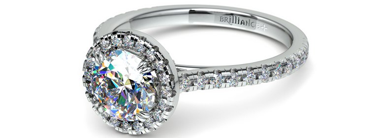 Halo Diamond Engagement Ring in White Gold