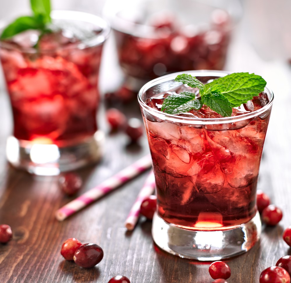 cranberry cocktail with mint garnish