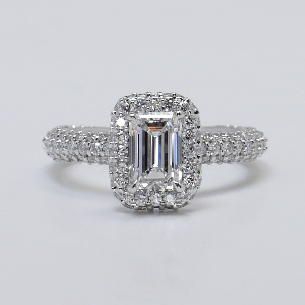 Custom Halo Emerald Ring