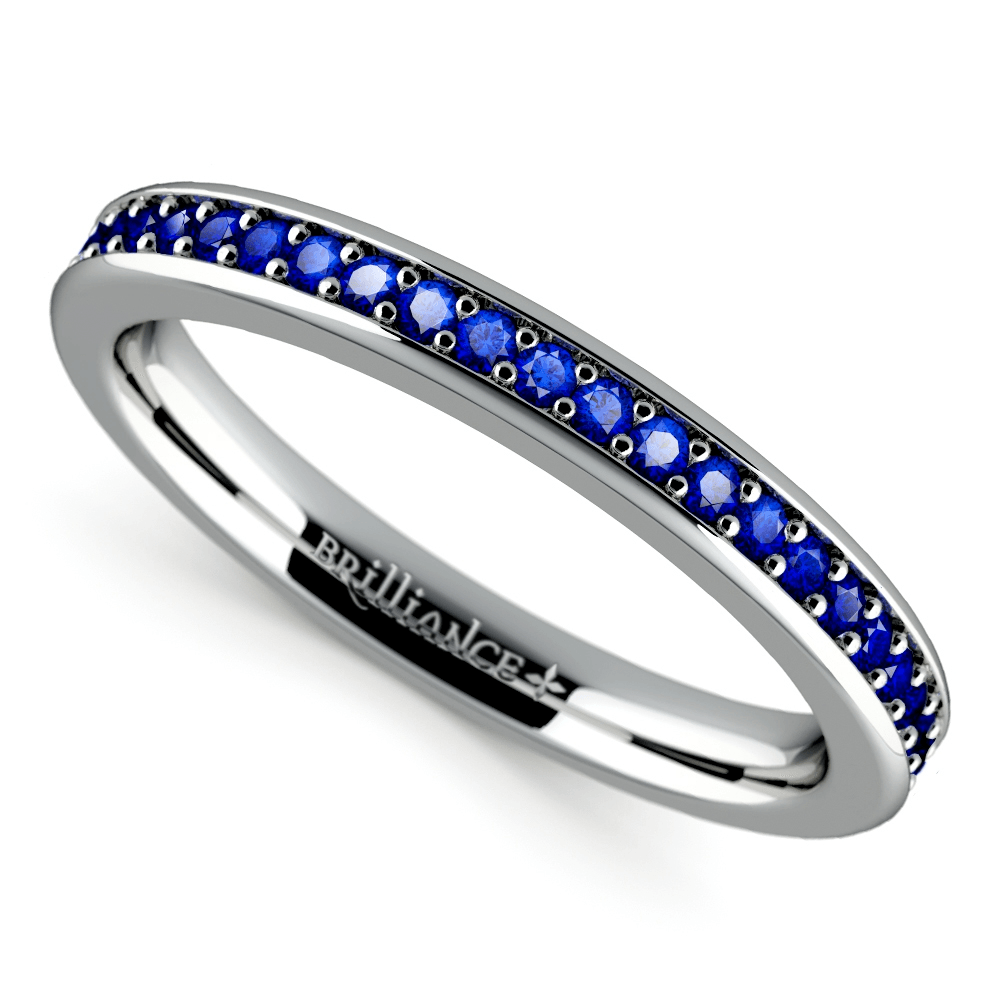 Pave Sapphire Ring in White Gold