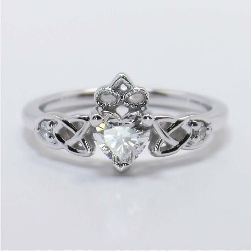 Celtic Claddagh Ring in White Gold