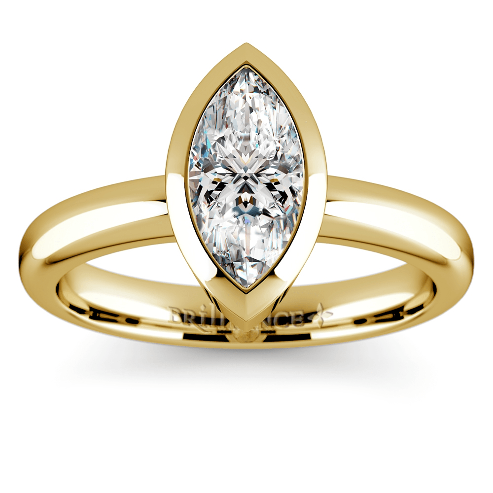 Bezel Solitaire Engagement Ring in Yellow Gold