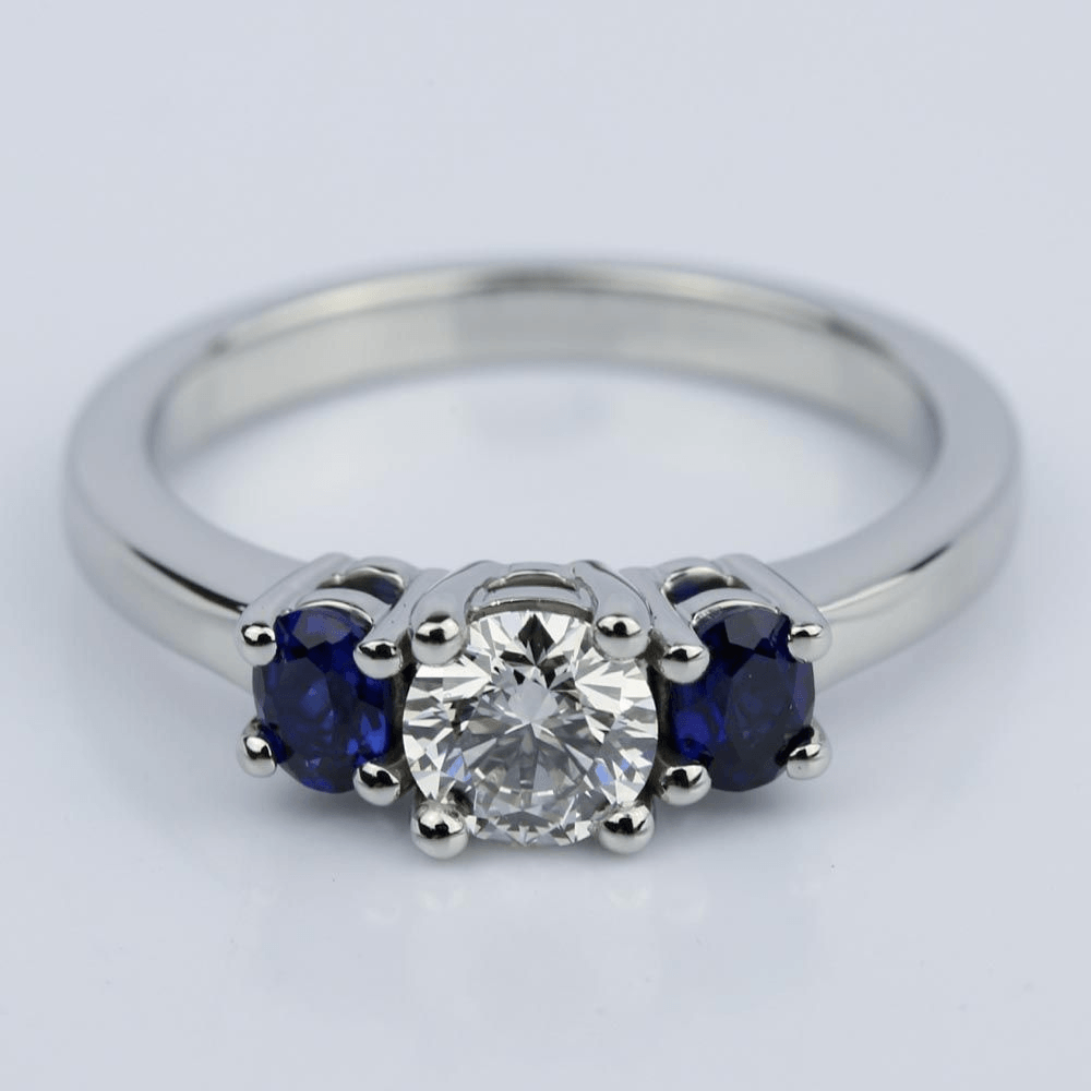 Oval Sapphire Gemstone Engagement Ring in Palladium