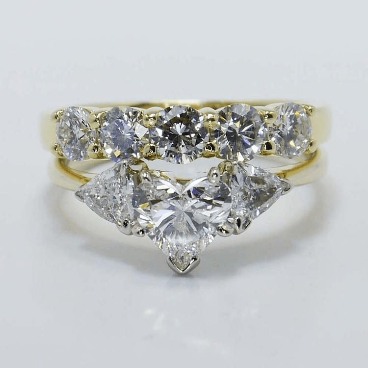 Soldered Engagement and Wedding Ring Set in Yellow Gold