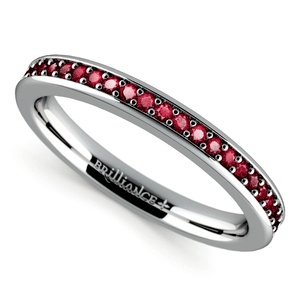 Pave Ruby Gemstone Ring in White Gold