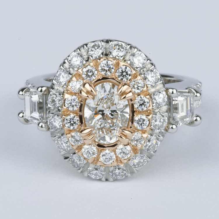 Rose Gold & Platinum Double Halo Diamond Ring