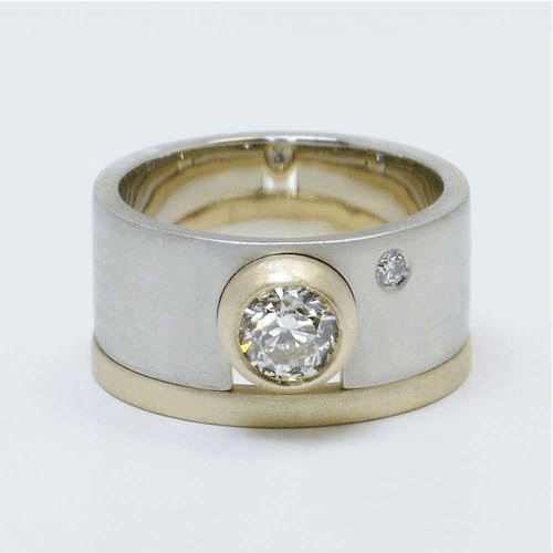 Two-Tone Bezel Accent Solitaire and Matching Band