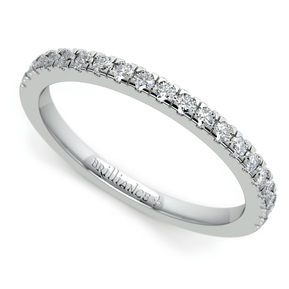 Petite Pave Diamond Wedding Ring In White Gold