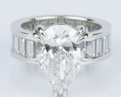 Custom Pear-Cut Diamond & Baguette Eternity Engagement Ring