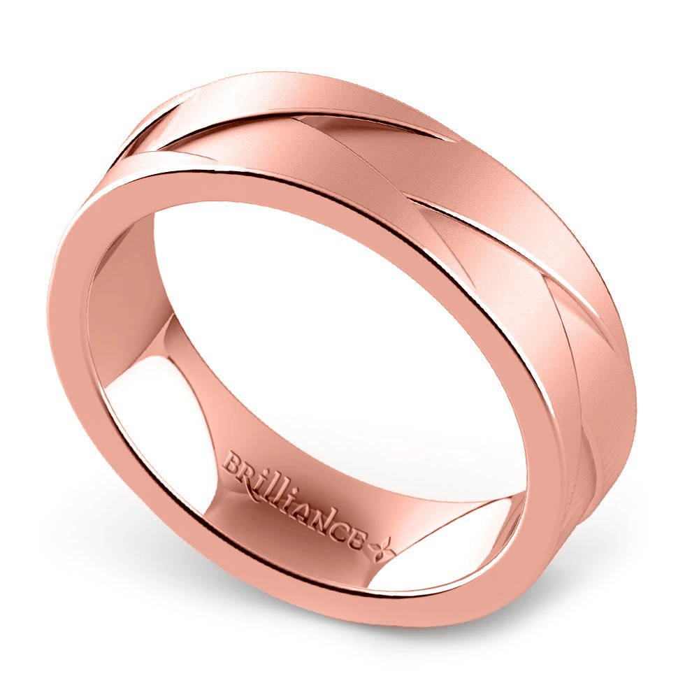 Braided Men's Wedding Ring In Rose Gold