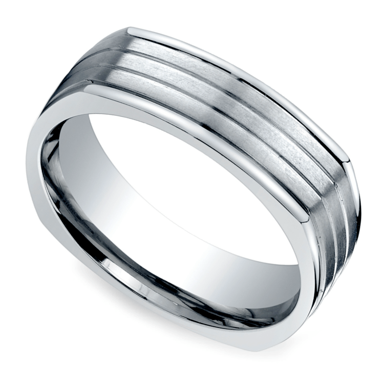 Sectional Men's Wedding Ring In Titanium