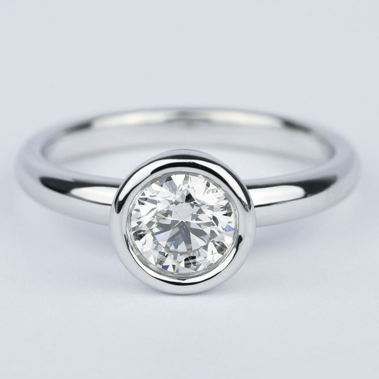 1 Carat Bezel Solitaire Engagement Ring In White Gold