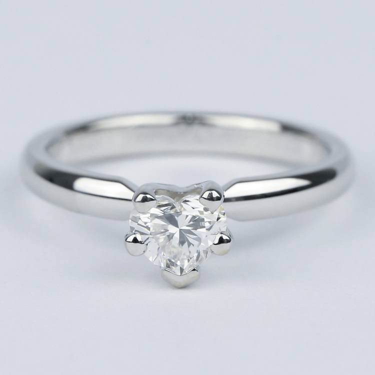Colorless Solitaire Heart Diamond Engagement Ring