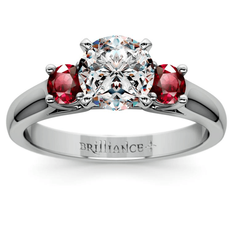 Round Ruby Gemstone Engagement Ring In Platinum