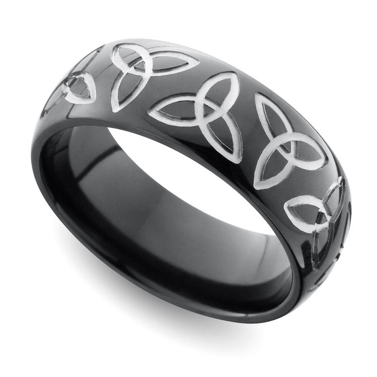 Trinity Knot Men's Wedding Ring In Zirconium