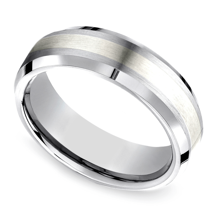 Beveled Men’s Wedding Ring in Cobalt/Silver