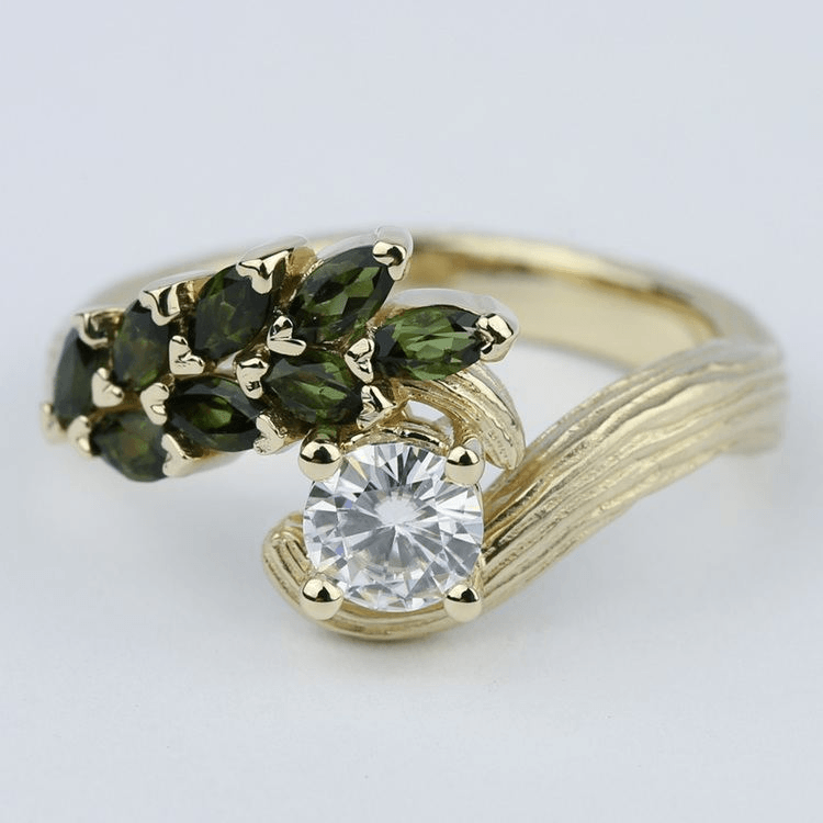 Tree Inspired Engagement Ring with Hand-Engraved Bark Finish