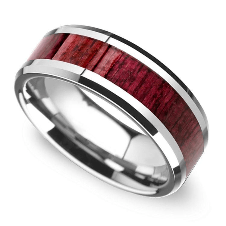 Purpleheart Wood Inlay Men’s Wedding Ring in Tungsten