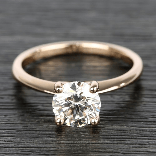 Knife Edge Round Diamond Solitaire Ring in Rose Gold