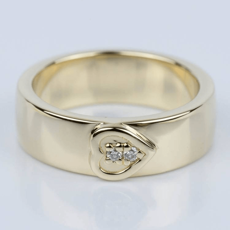 Custom Heart Diamond Wedding Ring in Yellow Gold