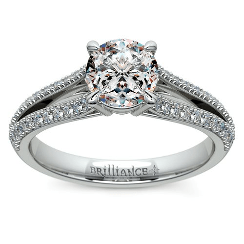 Split Shank Diamond Engagement Ring in Platinum