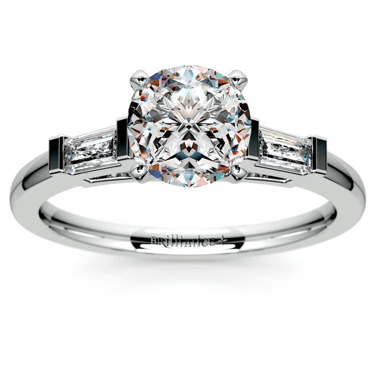 Baguette Diamond Engagement Ring In White Gold