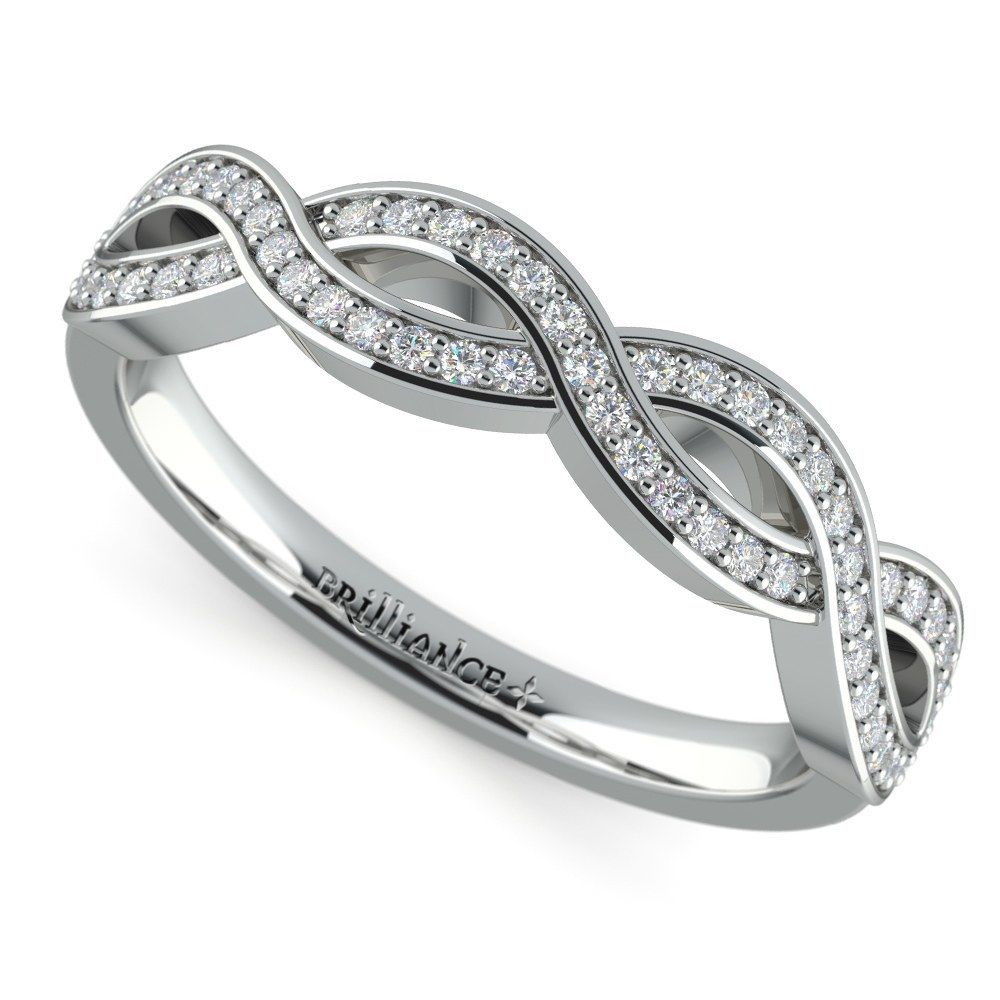 Infinity Twist Diamond Wedding Ring In White Gold