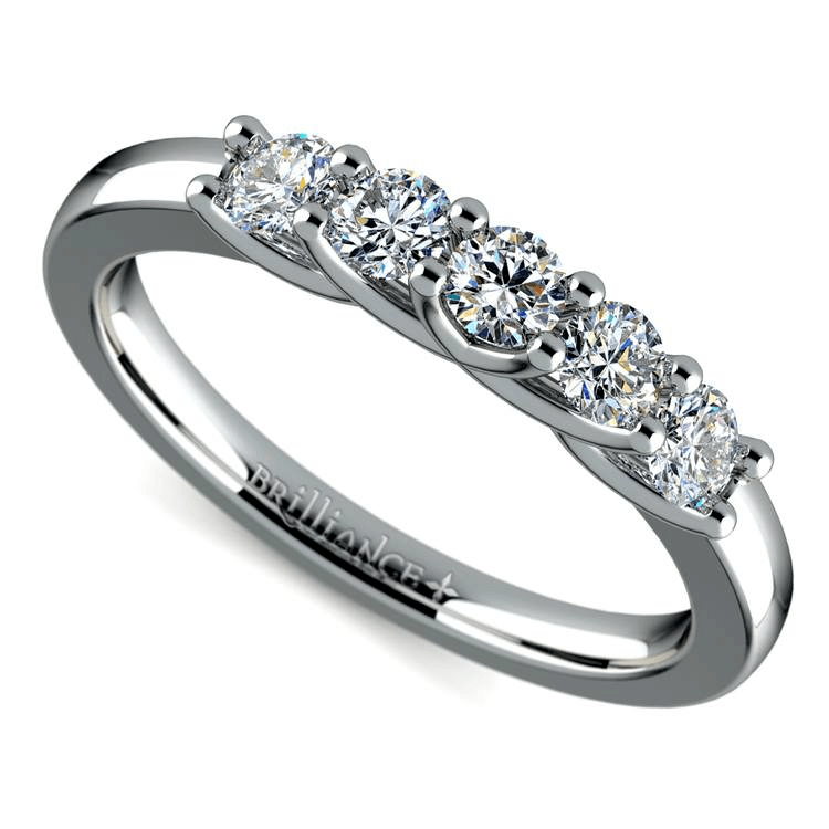 Trellis Five Diamond Wedding Ring In White Gold