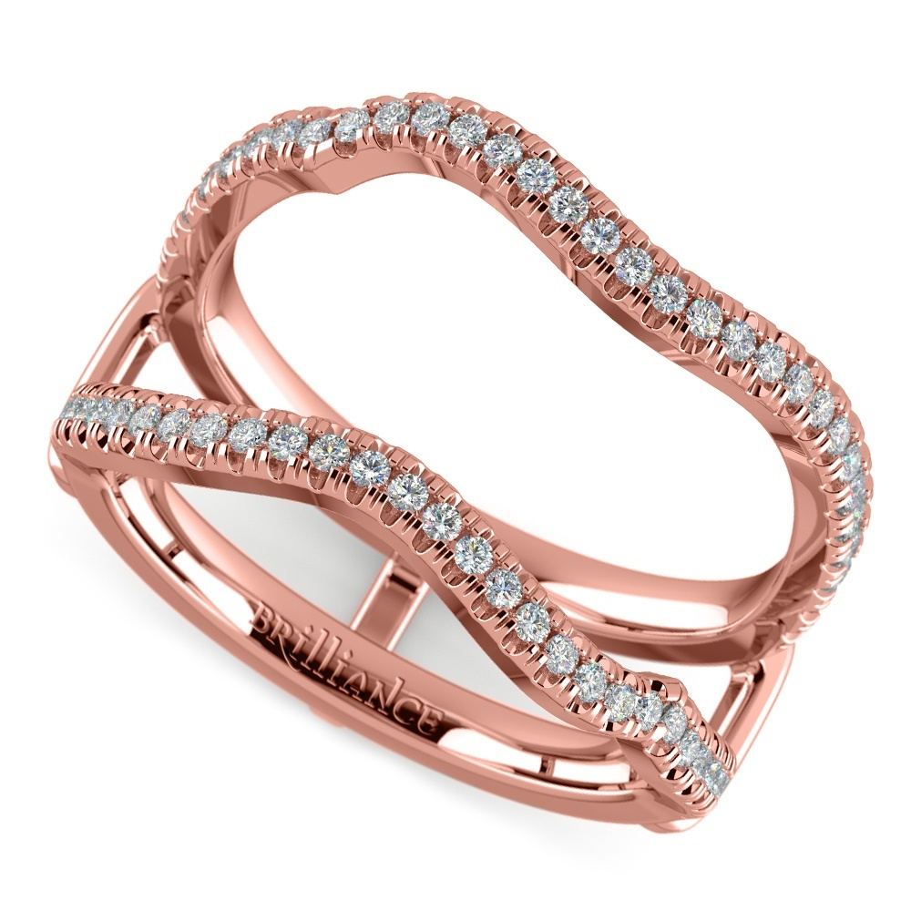 Matching Sunburst Diamond Ring Wrap In Rose Gold