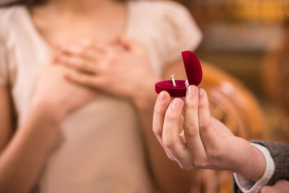 Woman surprised during proposal